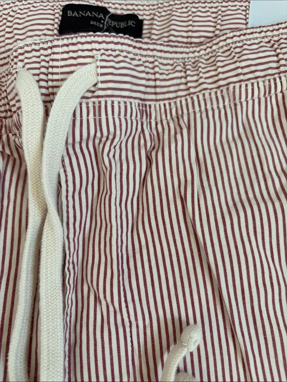 Banana Republic Red & White Pinstripe Drawstring Men's Shorts